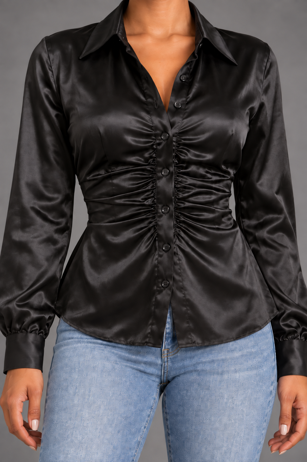 Satin Chemise on Lisa waist detail