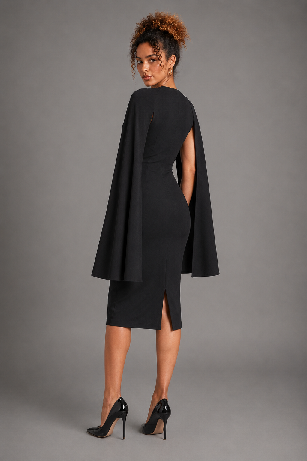 Vanguard black dress on Lisa - back view